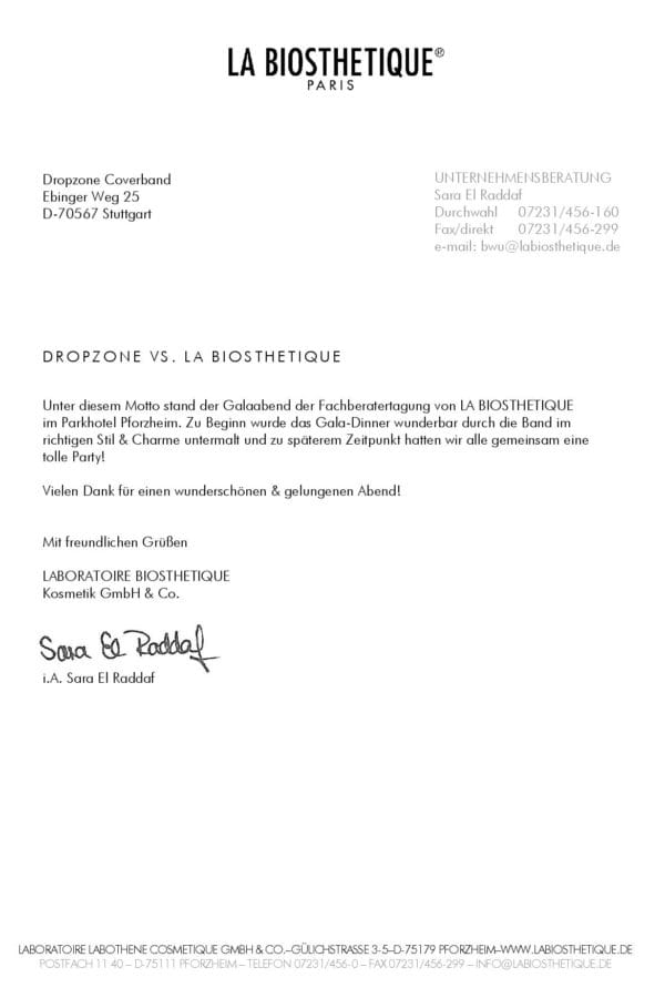 Empfehlung der LABORATOIRE BIOSTHETIQUE Kosmetik GmbH & Co.