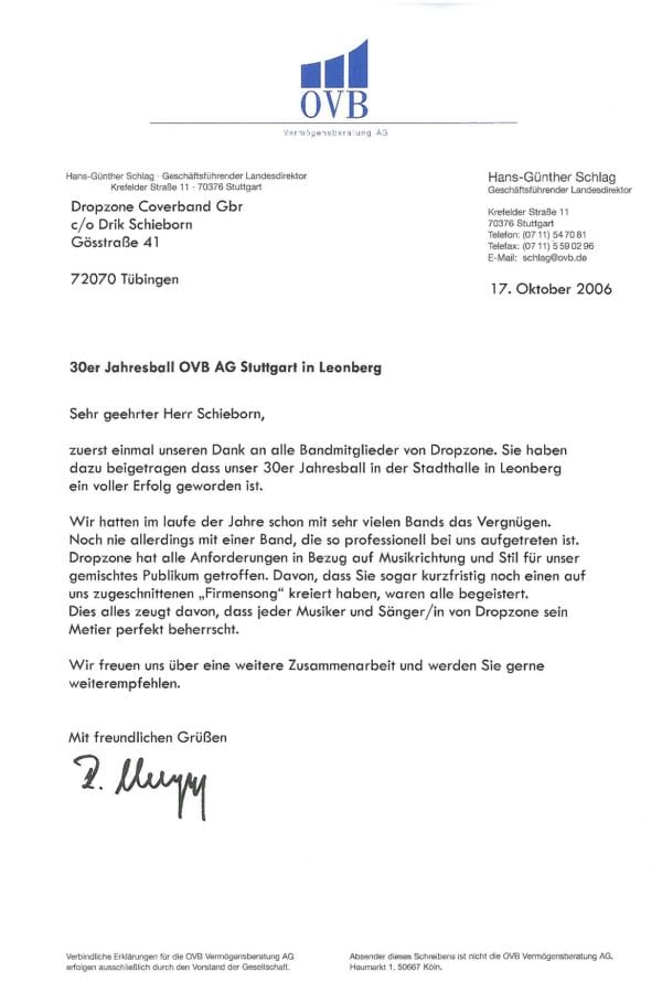 Empfehlung der OVB Vermögensberatung AG