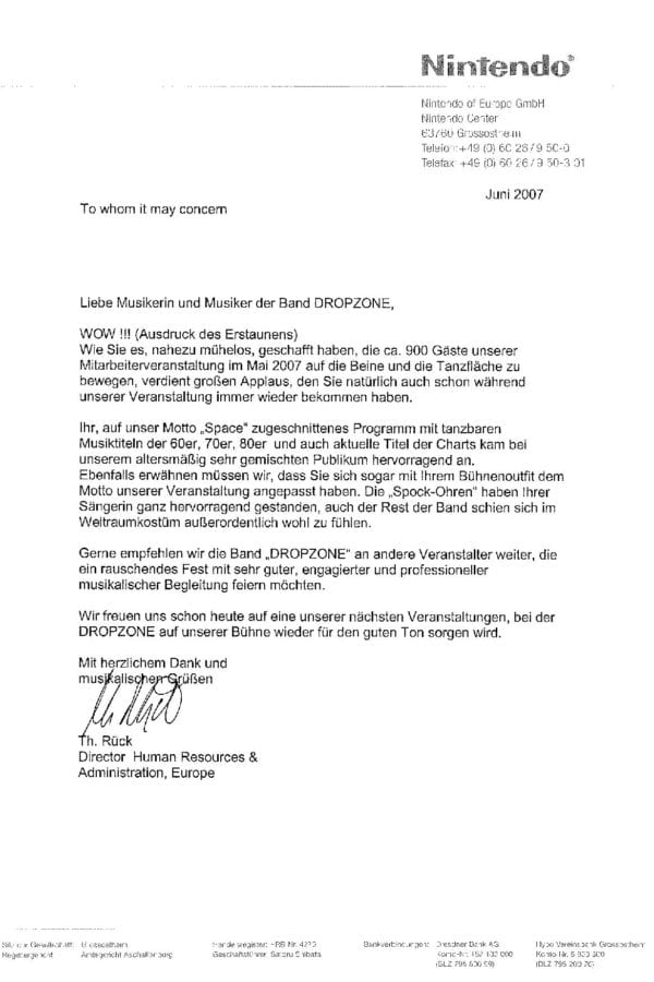 Empfehlung der Nintendo of Europe GmbH
