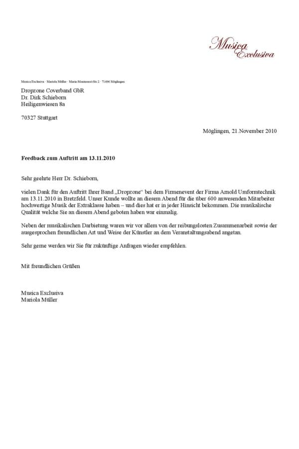 Empfehlung der Agentur Musica Exclusiva