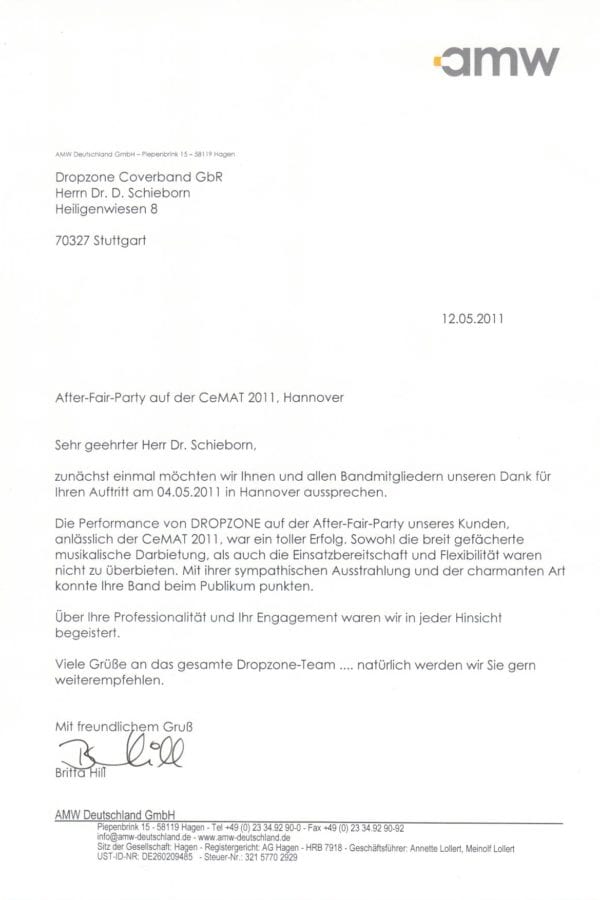 Empfehlung der AMW GmbH