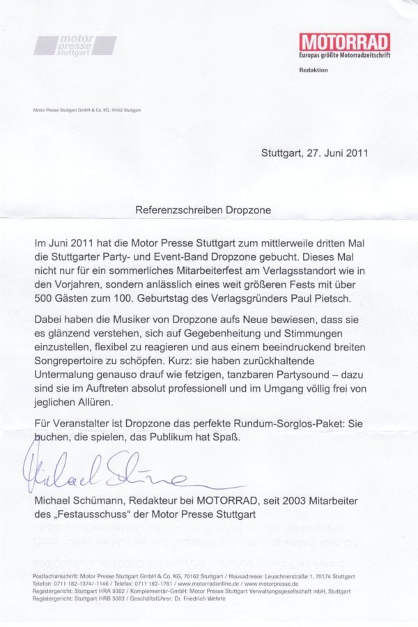 Empfehlung der Motor Presse Stuttgart – Motorrad