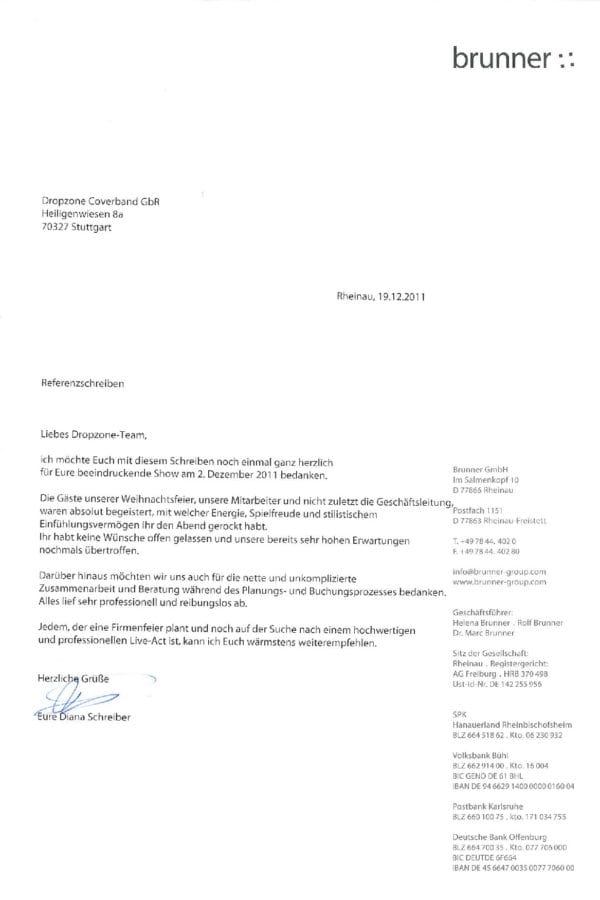 Empfehlung der Brunner GmbH