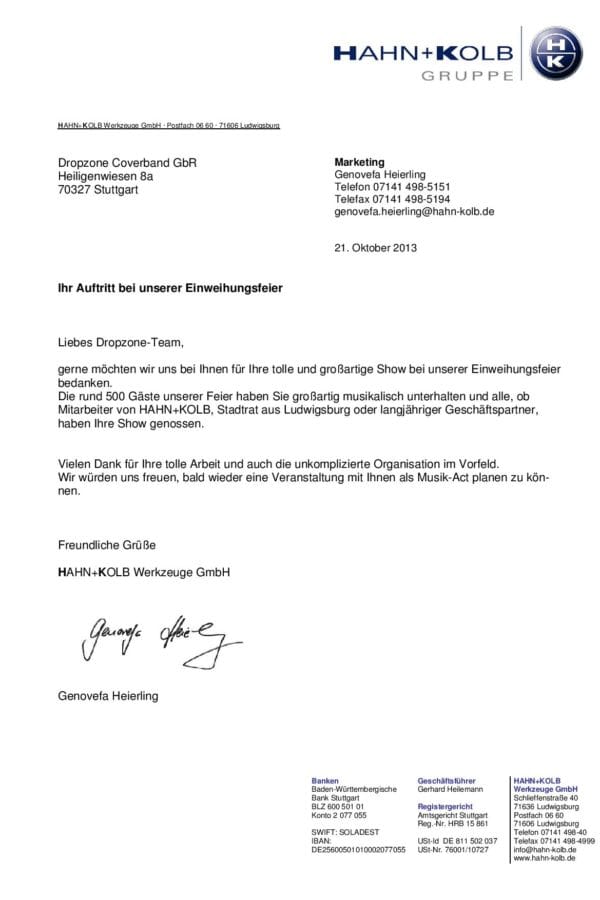 Empfehlung der HAHN+KOLB Werkzeuge GmbH