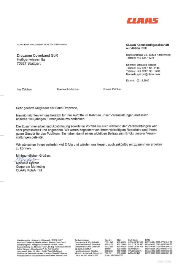 Empfehlung der CLAAS GmbH